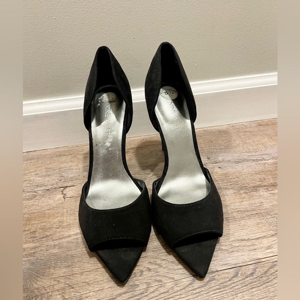Nine West Black Suede Price Pumps Stilettos Sz 8.5